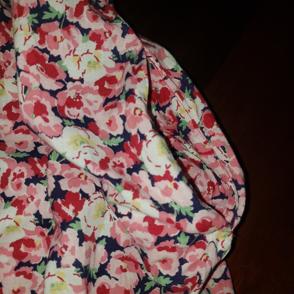 LAURA ASHLEY Vintage 80s Puff Sleeve Red Floral Button Up Dress 30" Waist 10 - Picture 9 of 14